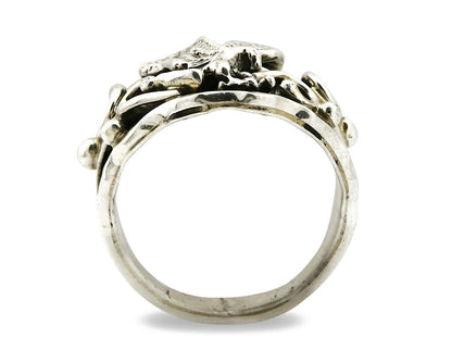 Navajo Eagle Ring .925 SOLID Silver Handmade Signed Artist S Circa 1980's