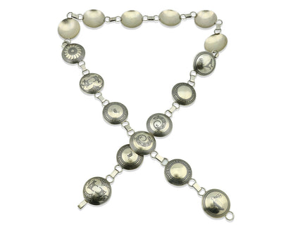 Navajo Concho Belt .925 Silver Pictograph Animal Native American C.80's