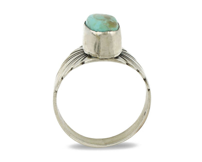 Navajo Ring .925 Silver Kingman Turquoise Artist Signed Apache C.80's