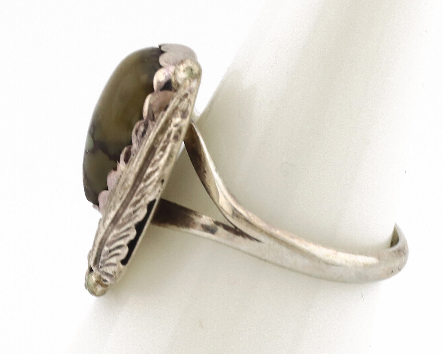 Navajo Ring .925 Silver Damele Turquoise Native American Artist C.1980's