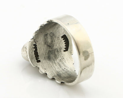 Navajo Ring .925 Silver Blue Green Arizona Turquoise Artist Signed Apache C.80's