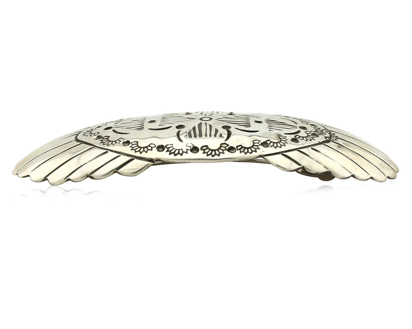 Navajo Hair Clip Barrette .925 Silver Hand Stamped Artist Signed C Montoya C80s