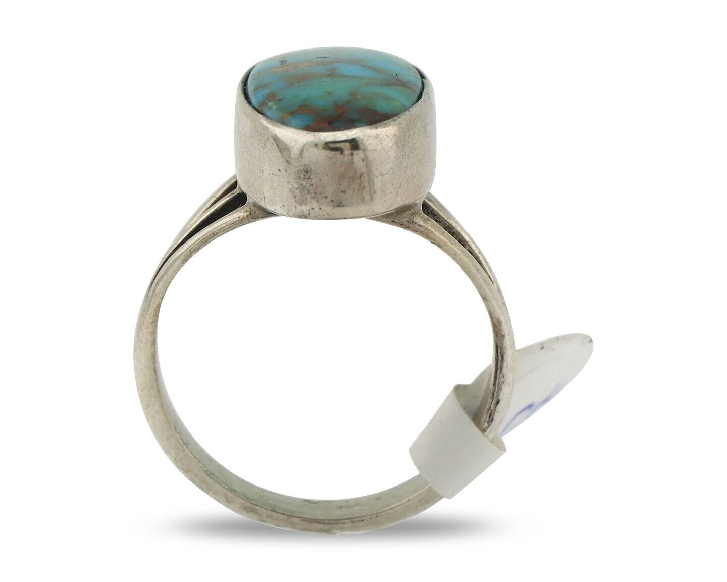 Navajo Ring .925 Silver Blue Gem Turquoise Native American Artist C.80's