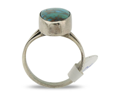 Navajo Ring .925 Silver Blue Gem Turquoise Native American Artist C.80's