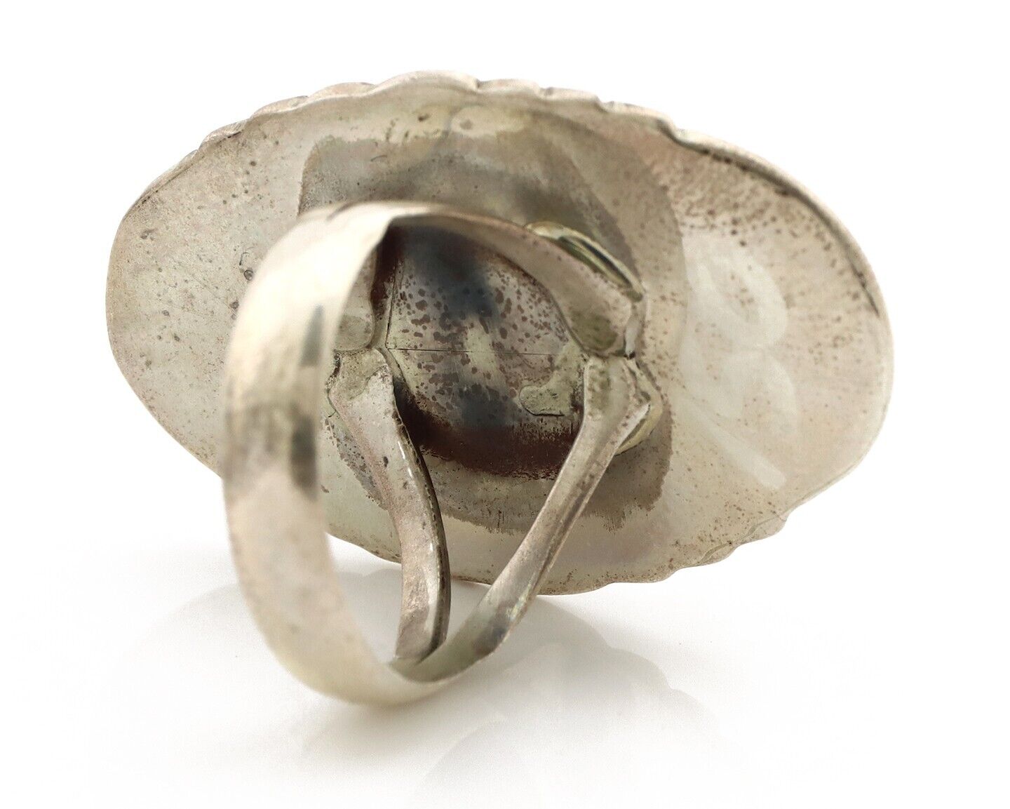 Navajo Ring 925 Silver Blue Mine 8 Turquoise Native American Artist C.80's