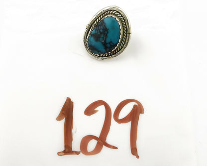 Navajo Ring .925 Silver Blue Spiderweb Turquoise Native American C.80's