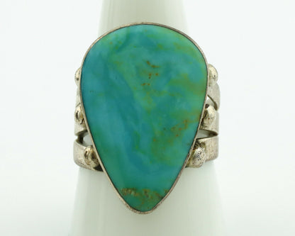 Navajo Ring .925 Silver Kingman Turquoise Artist Signed UT C.1980's