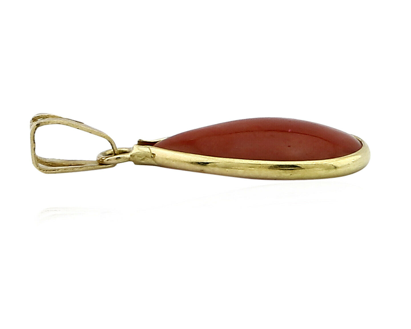Women's Pendant 18k Yellow Gold Natural Red Mediterranean Coral