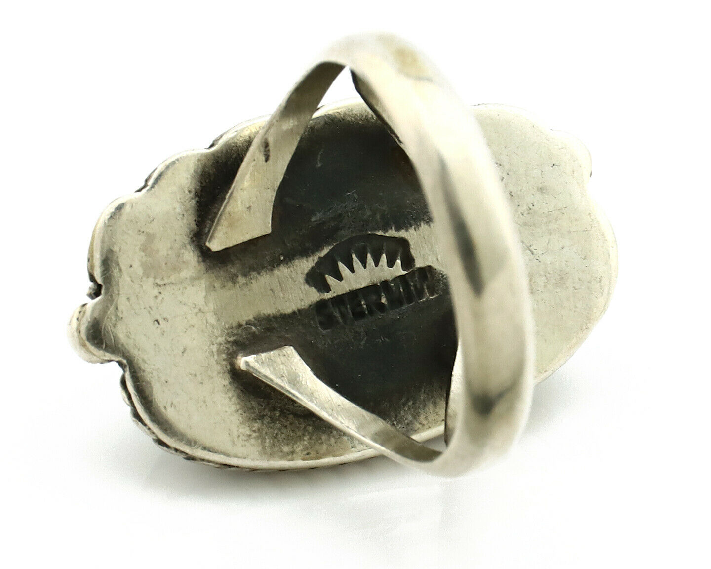 Navajo Ring .925 Silver Manassas Turquoise Signed Artist Apache C.80's