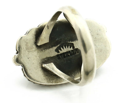 Navajo Ring .925 Silver Manassas Turquoise Signed Artist Apache C.80's