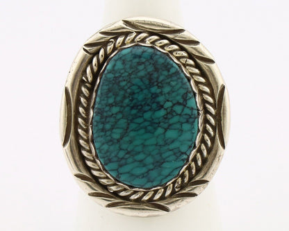 Navajo Handmade Ring .925 Silver Spiderweb Turquoise Native American Artist C80s