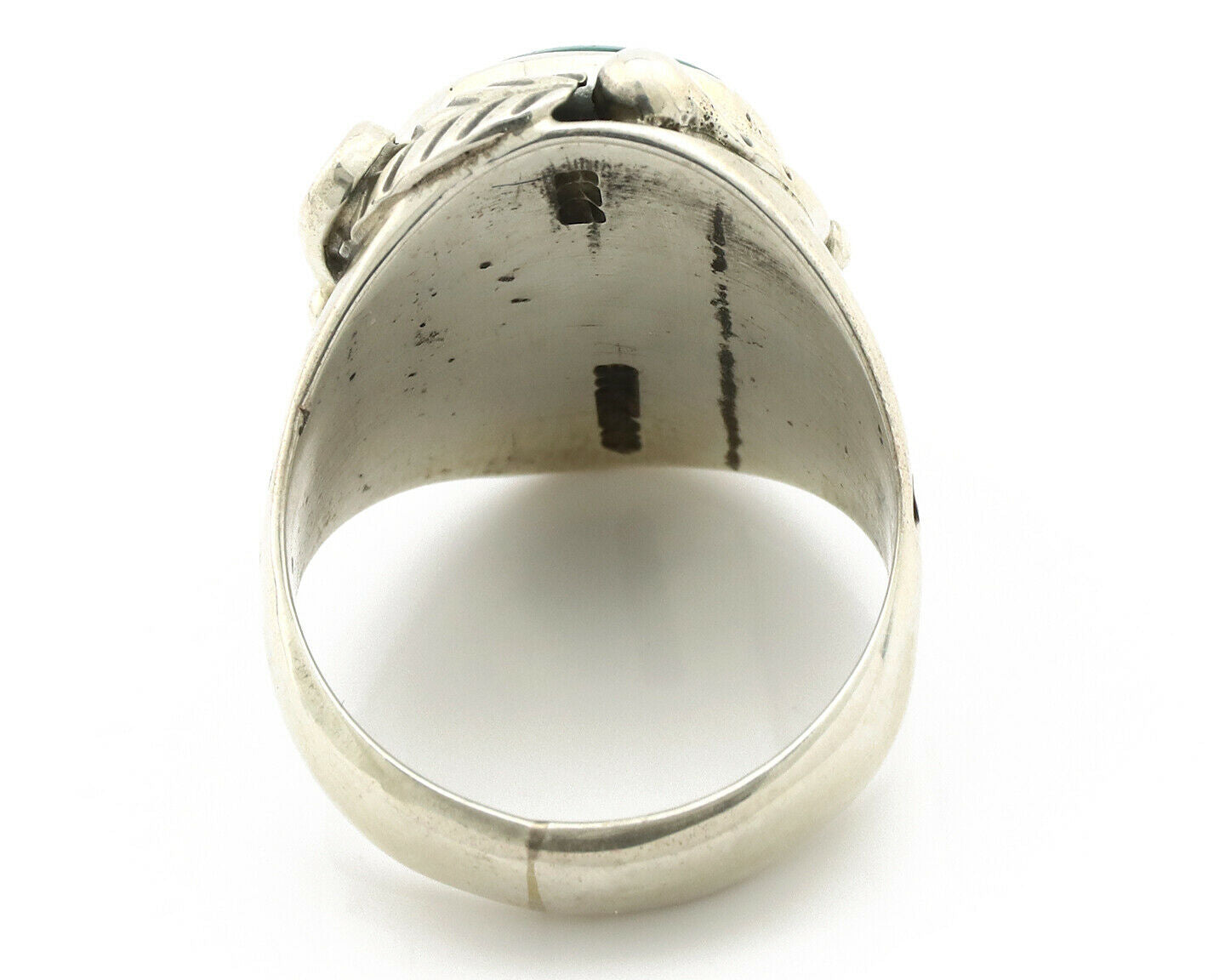 Navajo Ring .925 Silver Crescent Valley Turquoise Native Artist C.80's