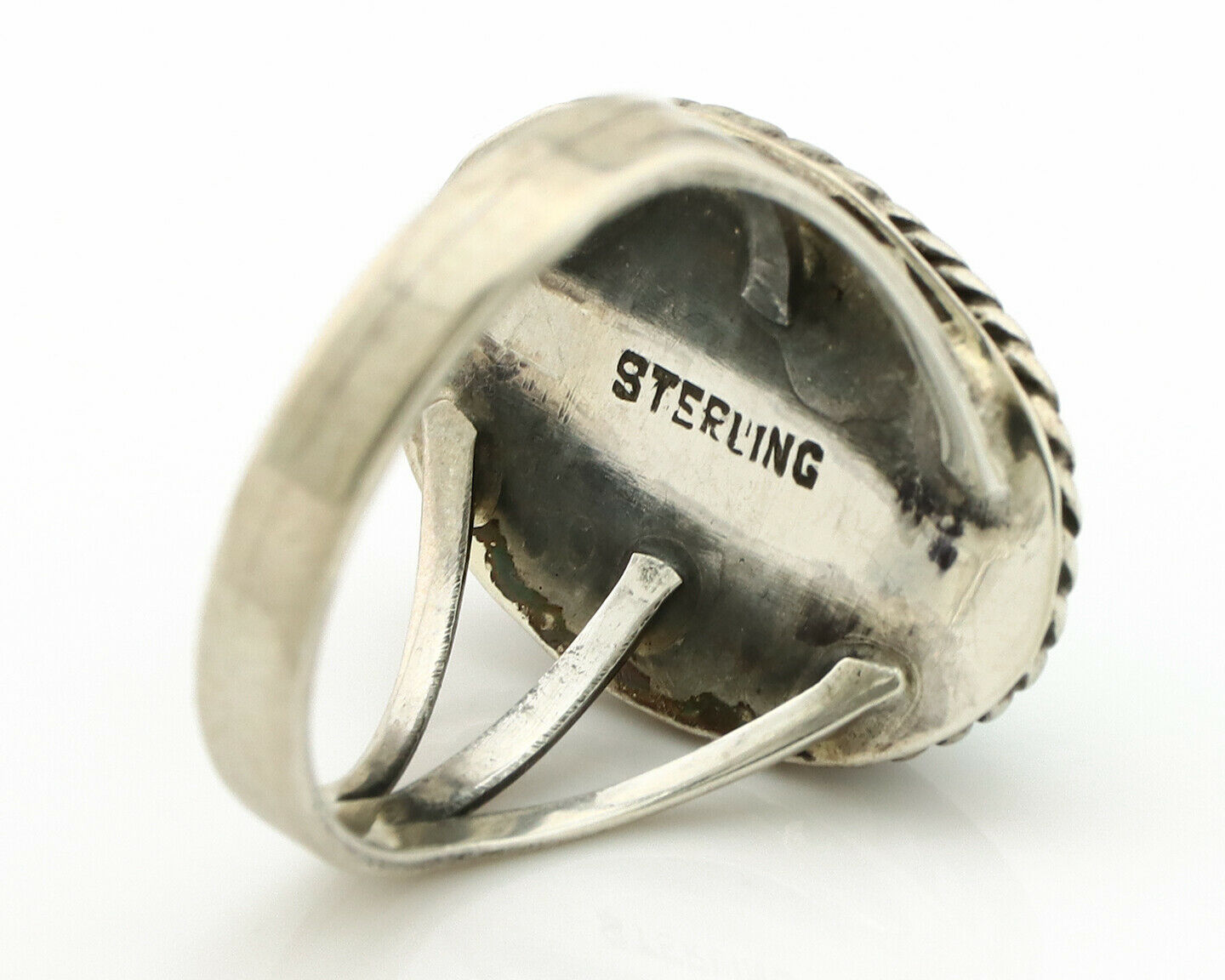 Navajo Ring .925 Silver Blue Turquoise Native American Artist C.1980's