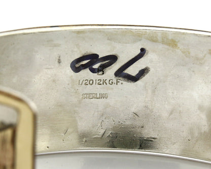 Navajo Bracelet Pictograph Landscape SOLID .925 Silver & 12K GF Artist Signed B