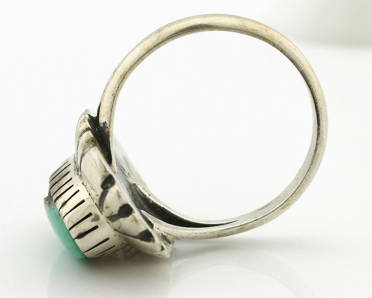 Navajo Ring .925 Silver Natural Mined Turquoise Artist Signed M Montoya C.80's