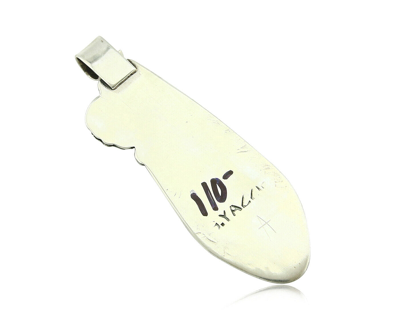 Navajo Pendant .925 Silver Real Natural Pink Mussel Signed Yazzie C.80's