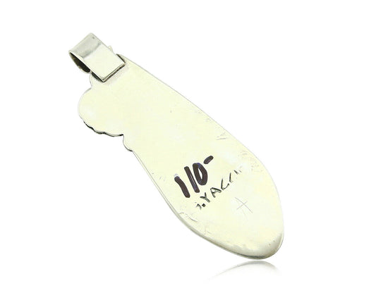 Navajo Pendant .925 Silver Real Natural Pink Mussel Signed Yazzie C.80's