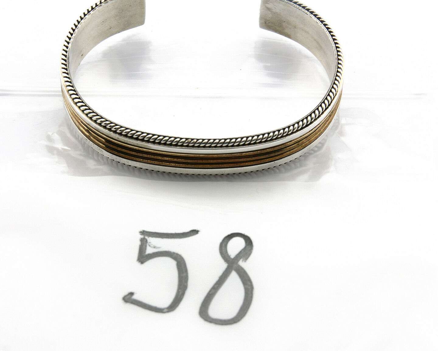 Navajo Bracelet SOLID .925 Silver & 12K Gold Filled Signed Artist TAHE C1980's