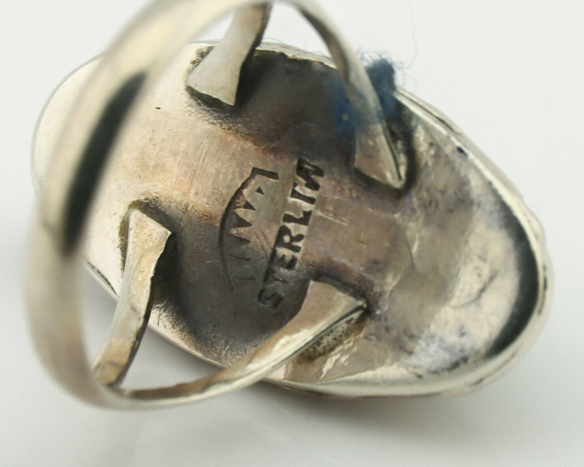 Navajo Ring .925 Silver Natural Turquoise Artist Signed Native American C.80's