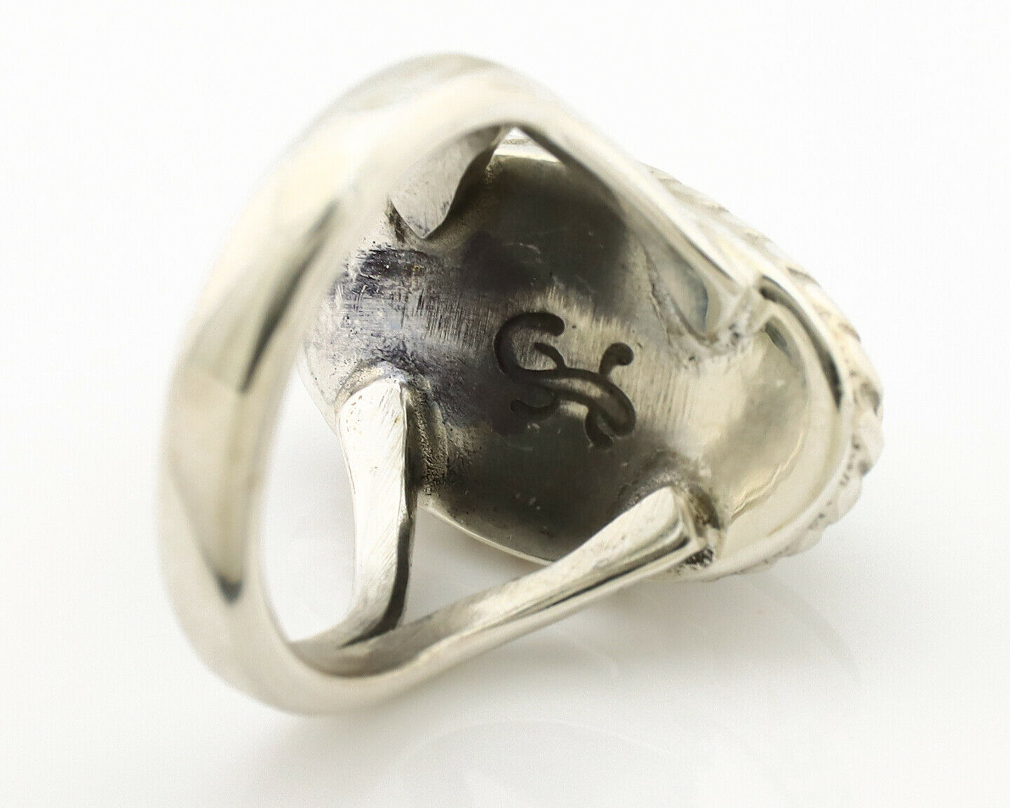 Navajo Ring .925 Silver Natural Mined Turquoise Artist Signed Gecko C.80's