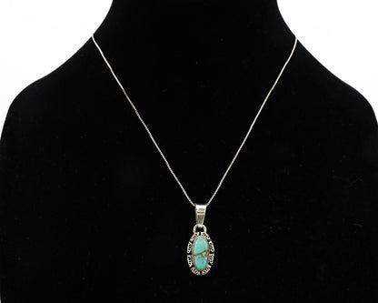 Navajo Necklace 925 Silver Kingman Turquoise Artist Signed Gecko C.80's
