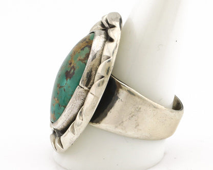 Men's Navajo Ring 925 Silver Kingman Turquoise Native Artist Signed C Montoya