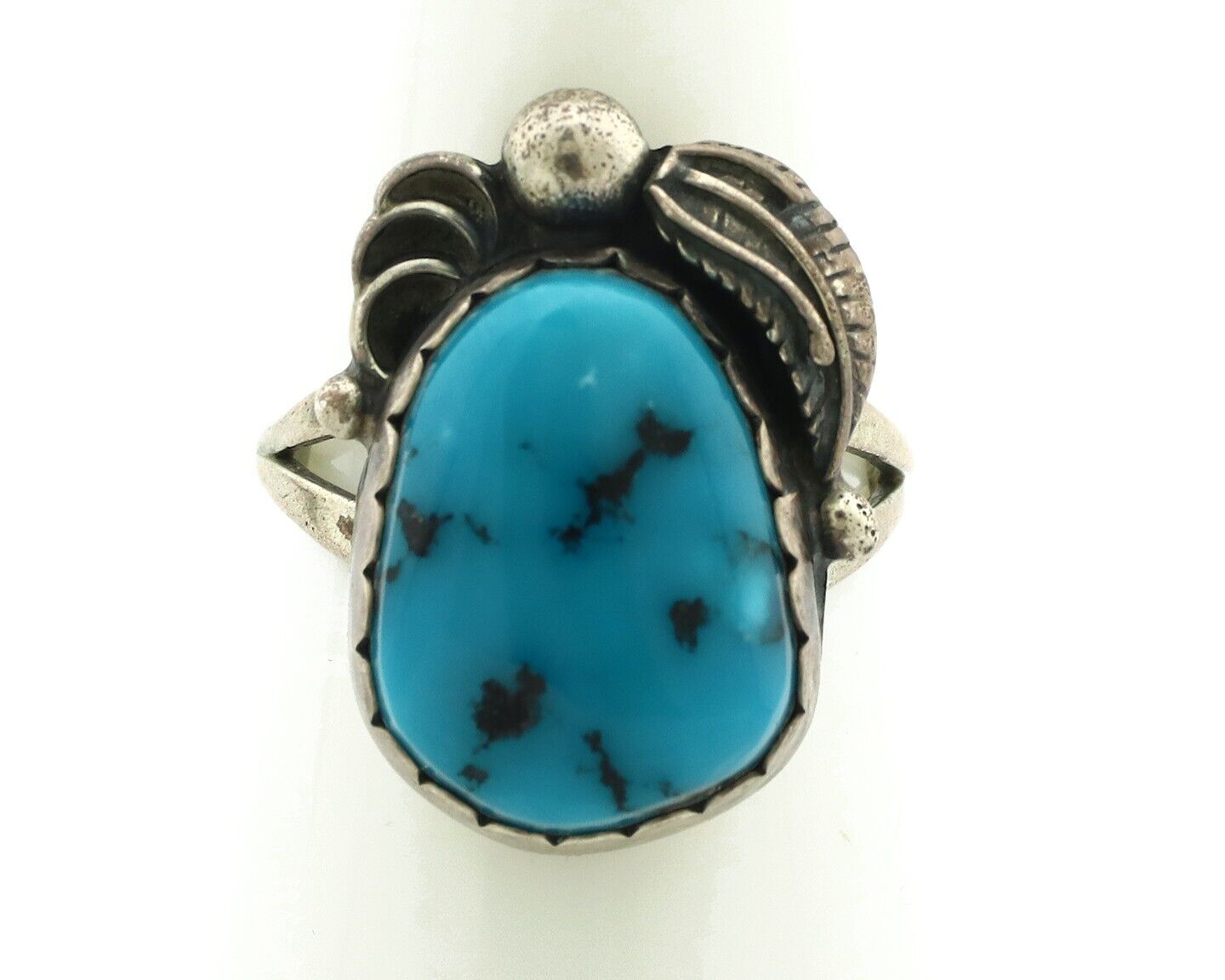 Navajo Ring .925 Silver Natural Blue Mined Southwest Turquoise Native Artist C80