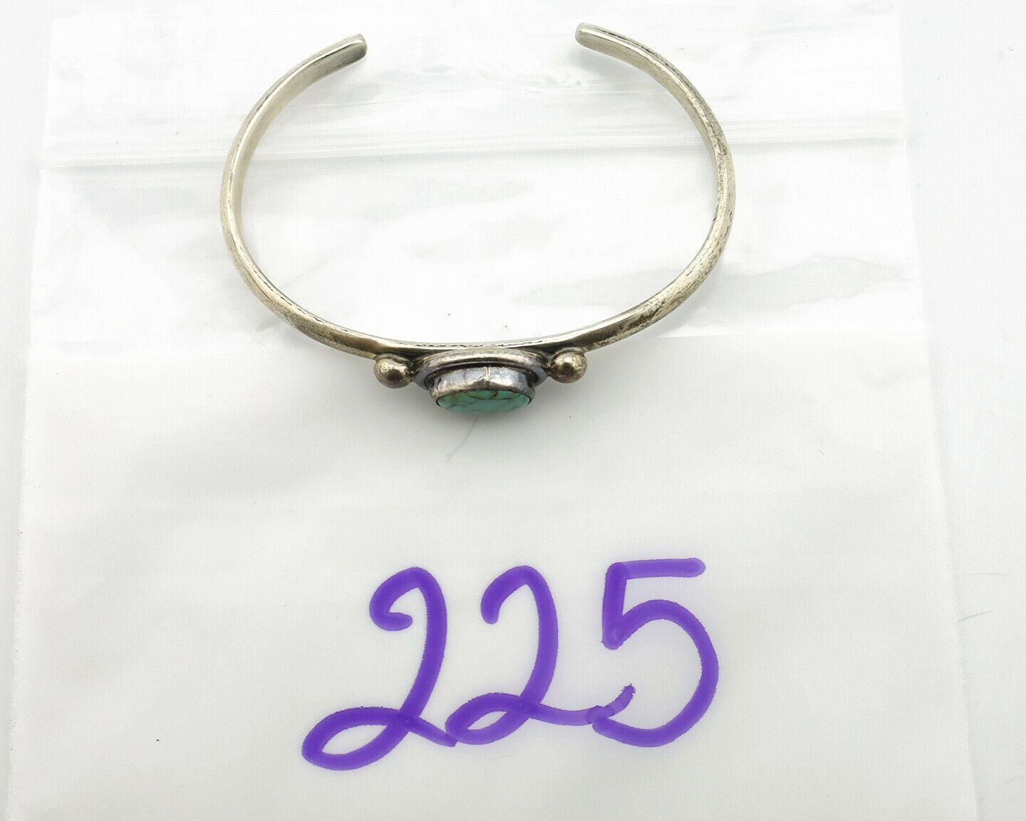 Navajo Bracelet .925 Silver Kingman Turquoise Native American Artist C.90's