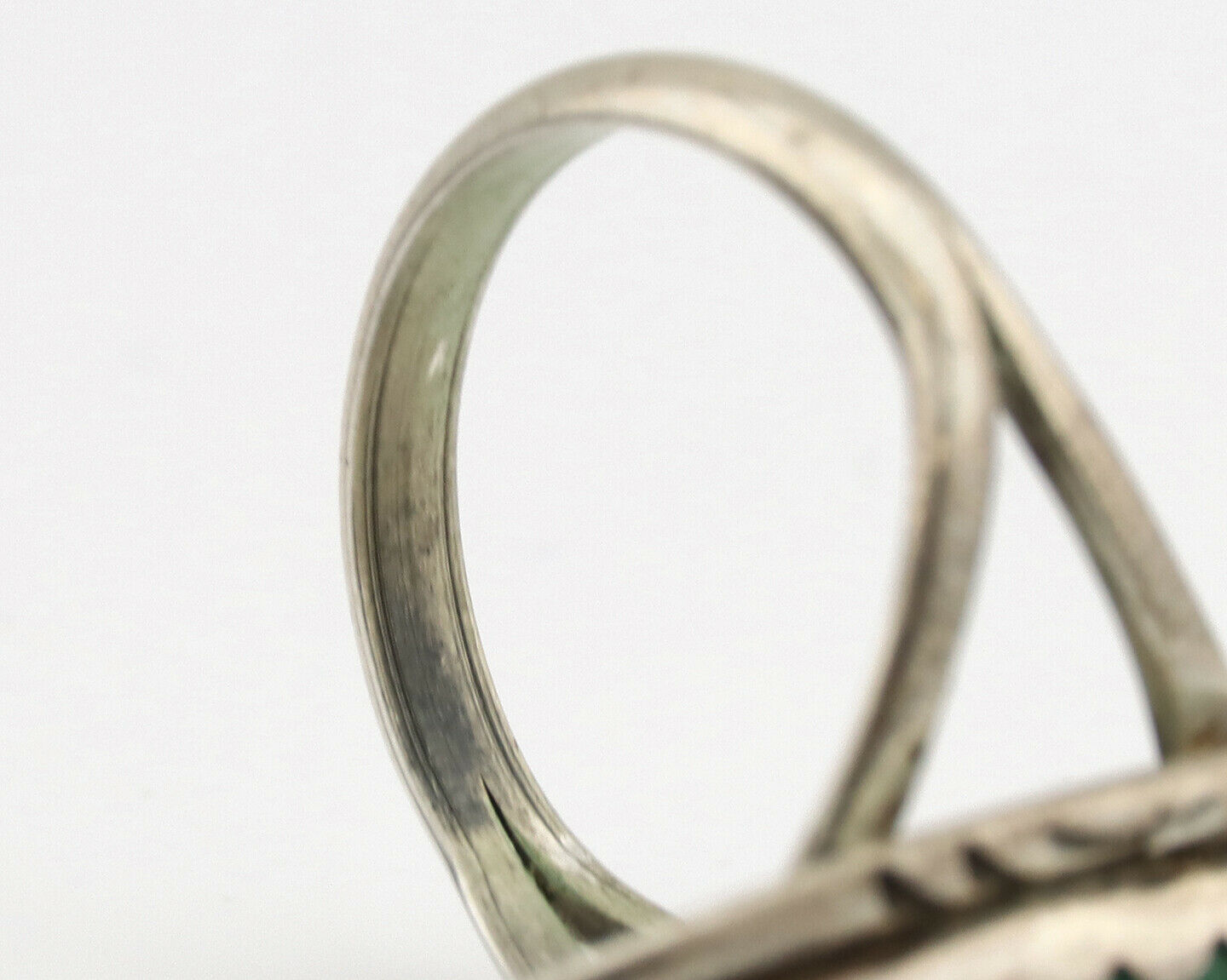 Navajo Ring .925 Silver Green Turquoise Native American Artist C.1980's