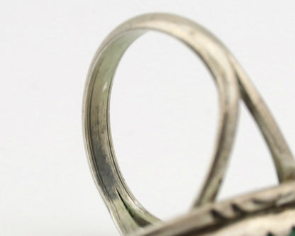 Navajo Ring .925 Silver Green Turquoise Native American Artist C.1980's