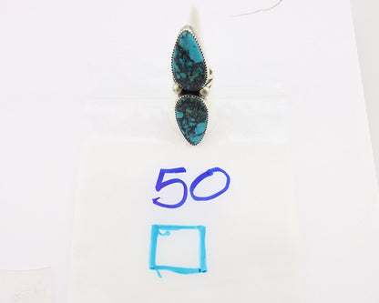 Navajo Ring 925 Silver Black & Blue Turquoise Artist Signed LTB C.80's