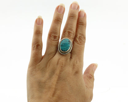 Navajo Ring .925 Silver Natural Blue Turquoise Native American Artist C.1980's