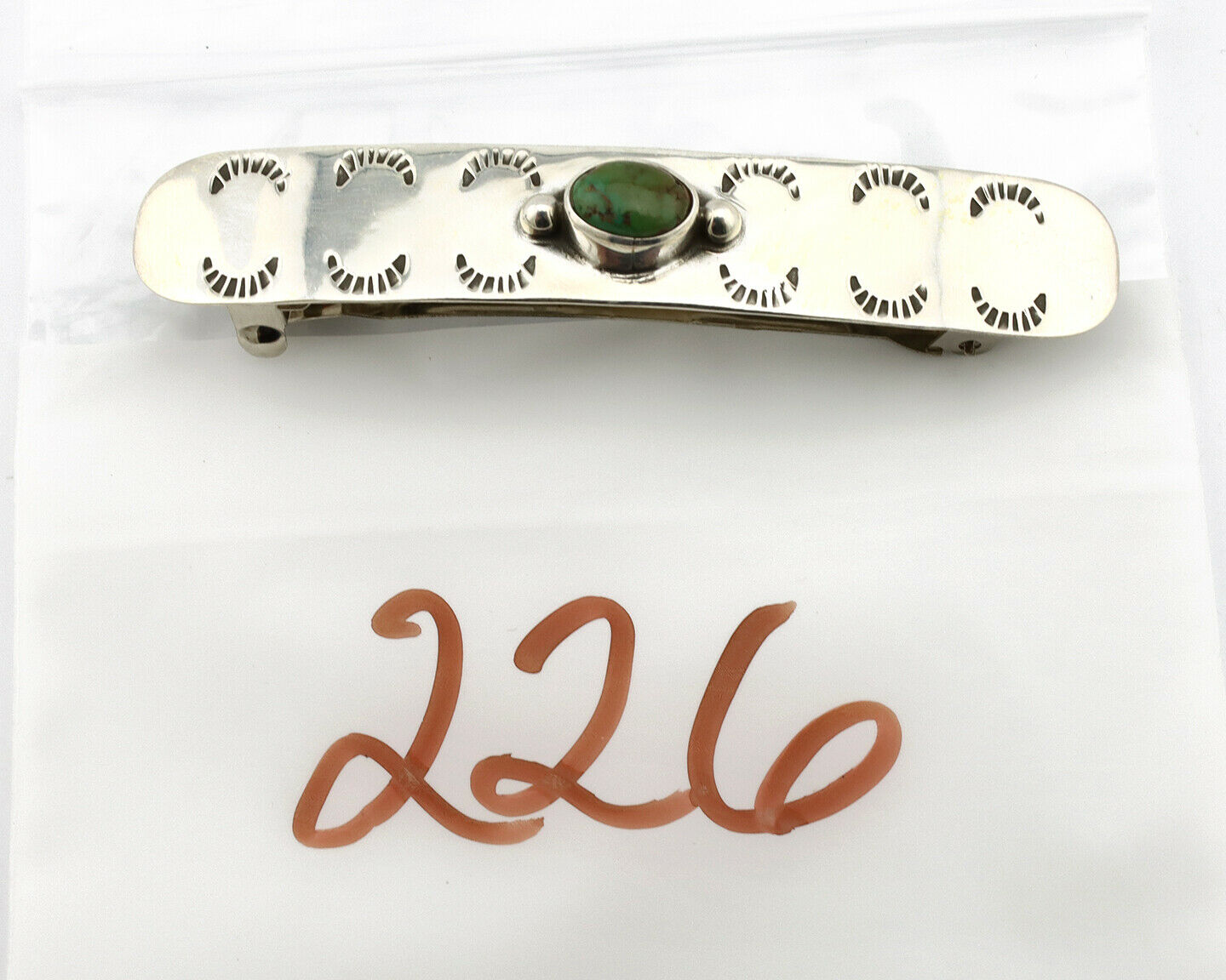 Navajo Hair Clip .925 Silver Royston Turquoise Barrette C.80's