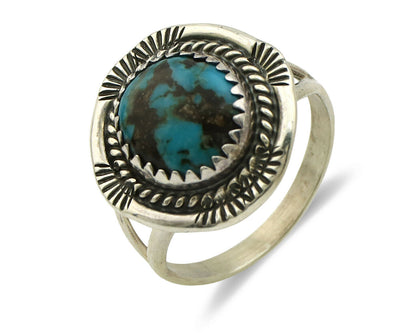 Navajo Ring .925 Silver Blue Turquoise Native American Artist C.1980's