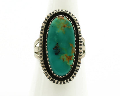 Navajo Ring .925 Silver Kingman Turquoise Native American Artist C.1980's