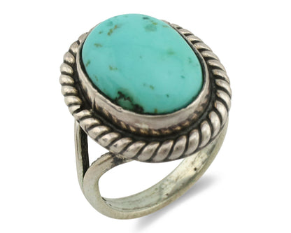 Navajo Ring .925 Silver Kingman Turquoise Native American Artist C.1980's