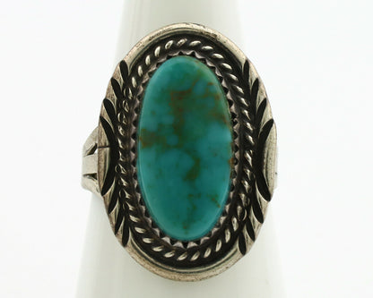 Navajo Ring .925 Silver Kingman Turquoise Signed B C.1980's