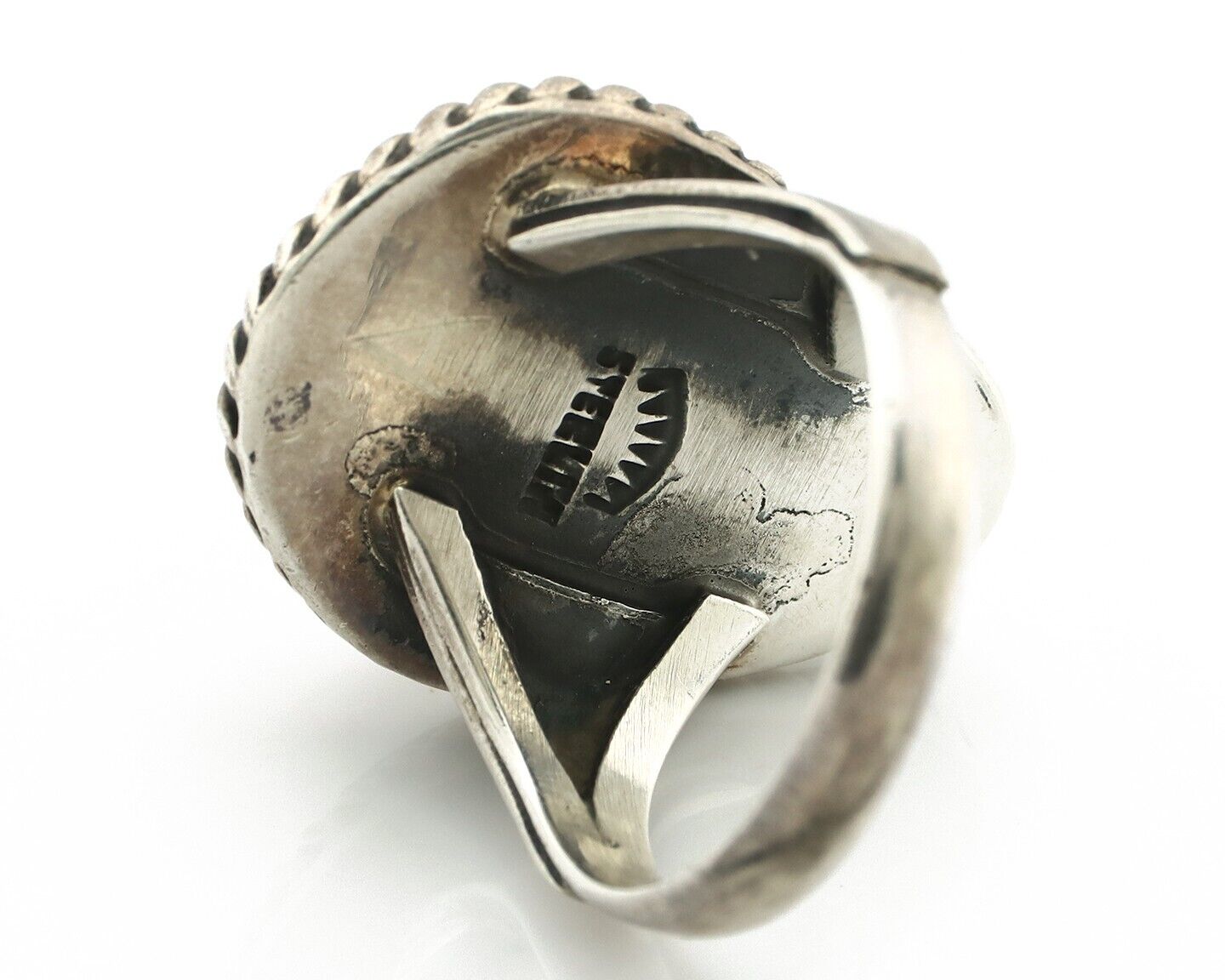 Navajo Ring .925 Silver Manassas Turquoise Native Artist Signed C.80's