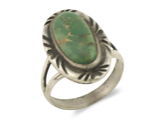 Navajo Ring .925 Silver Natural Mined Turquoise Native Artist Signed C.80's