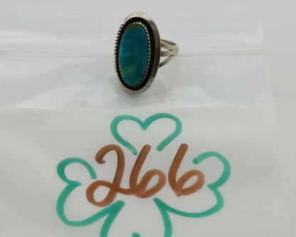Navajo Ring .925 Silver Kingman Turquoise Native American Artist C.1980's