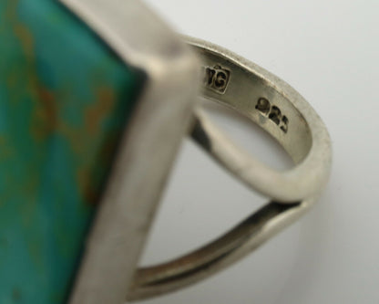Navajo Ring .925 Silver Kingman Turquoise Artist Signed Gecko C.80's