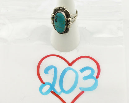 Navajo Ring .925 Silver Kingman Turquoise Artist Signed A C.1980's
