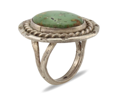 Navajo Ring .925 Silver Green Turquoise Native Artist C.80's