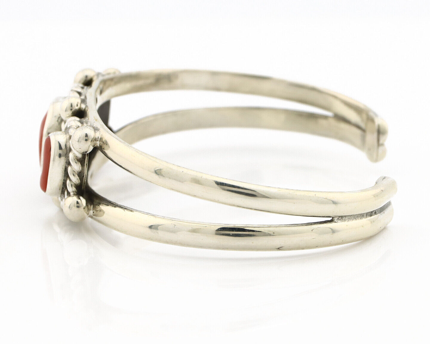 Navajo Red Coral Bracelet .925 Silver Native American Artist 80's