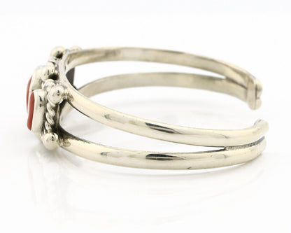 Navajo Red Coral Bracelet .925 Silver Native American Artist 80's