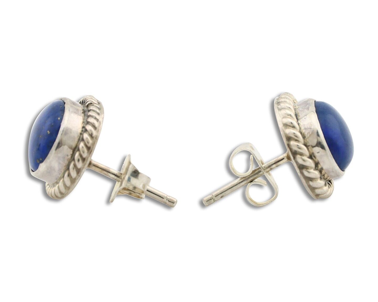 Navajo Earrings 925 Silver Natural Mined Lapis Native American Artist C80s
