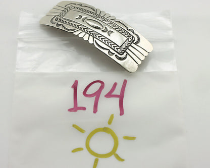 Navajo Hair Clip Barrette .925 Silver Hand Stamped Artist Signed Harold Tom C80s