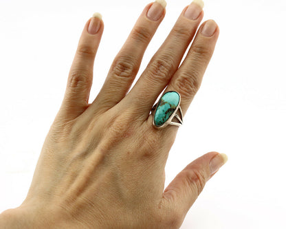Navajo Ring .925 Silver Arizona Turquoise Native American Artist C80s