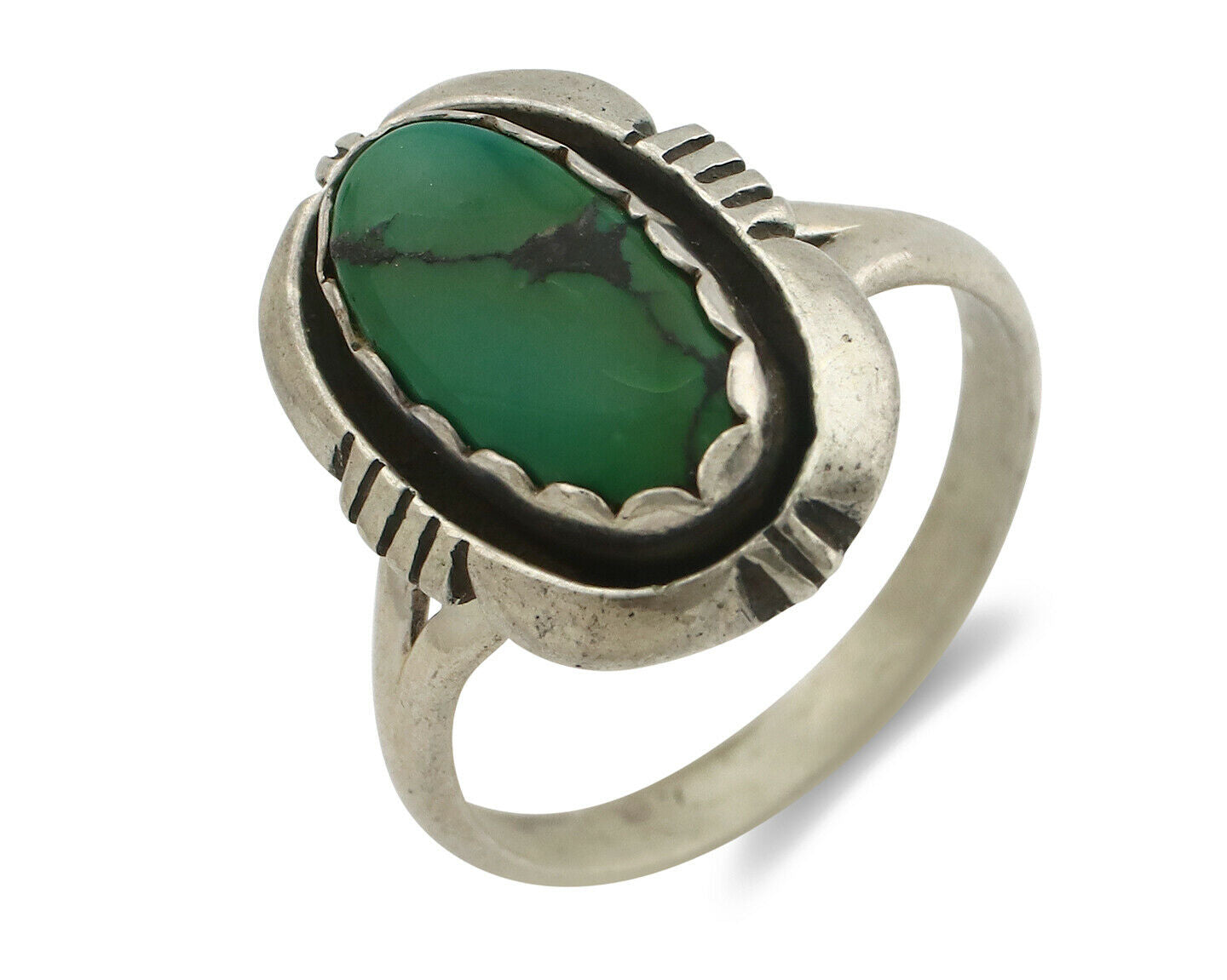 Navajo Ring .925 Silver Kingman Turquoise Handmade Native American Artist C.80's