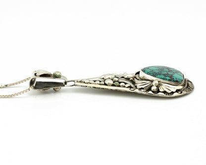 Navajo Necklace .925 Silver Spiderweb Turquoise Artist Billy Eagle C.80's